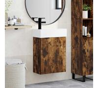 vidaXL Bathroom Vanity Unit with Tap Smoked Oak 45.5 x 22.5 x 84 cm