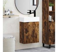 vidaXL Bathroom Vanity Unit with Tap Smoked Oak 45.5 x 22.5 x 84 cm
