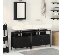 vidaXL Bathroom Vanity Units with Shelf 3 pcs Black Engineered wood
