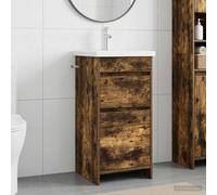vidaXL Bathroom Vanity with Sink Smoked Oak 42 x 40 x 84.5 cm