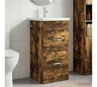 vidaXL Bathroom Vanity with Sink Smoked Oak 42 x 40 x 84.5 cm
