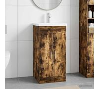 vidaXL Bathroom Vanity with Sink Smoked Oak 42 x 40 x 84.5 cm