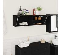 vidaXL Bathroom Wall Cabinet Black 100x25x30 cm Engineered Wood