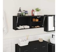 vidaXL Bathroom Wall Cabinet Black 100x25x40 cm Engineered Wood