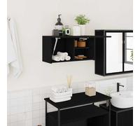 vidaXL Bathroom Wall Cabinet Black 60x25x30 cm Engineered Wood
