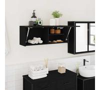 vidaXL Bathroom Wall Cabinet Black 80x25x30 cm Engineered Wood