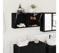 vidaXL Bathroom Wall Cabinet Black 80x25x40 cm Engineered Wood