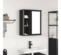 Bathroom Wall Cabinet Black Oak 50x21x60 cm Engineered Wood & Steel, Mirror+3 UK
