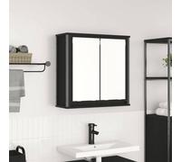 vidaXL Bathroom Wall Cabinet with Mirror Black Oak 60x21x60 cm