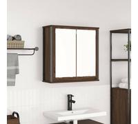 vidaXL Brown Oak Bathroom Wall Cabinet with Mirror, 60x21x60 cm - Dual Mirrors, 2 Shelves, Wall-Mounted
