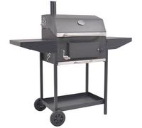 vidaXL BBQ Charcoal Smoker with Bottom Shelf Black