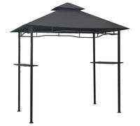 vidaXL BBQ Gazebo 240x150x255 cm - Sturdy Steel Construction - Anthracite Colour - Weatherproof and Fire-Retardant Double Layer Roof - Two Bar
