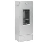 'vidaXL BBQ Oven Smoker with Wood Chips in Galvanized Steel - Outdoor Smoker for Meat, Fish, Sausages with Thermometer & Glass Window, Silver