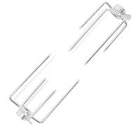 vidaXL 2x BBQ Rotisserie Spit Forks Steel Roast Barbeque Rods Accessory Tool