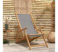vidaXL Beach Chair Light Grey Solid Teak Wood