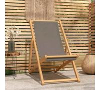 vidaXL Beach Chair Taupe Solid Teak Wood