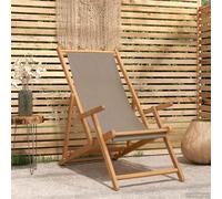 vidaXL Beach Chair Taupe Solid Teak Wood