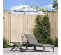 vidaXL Blue/White Garden Parasol - Polyester/Metal Round Beach Umbrella, Portable, UV-Resistant, Tilt Mechanism, Outdoor Patio/Garden, 193cm Height