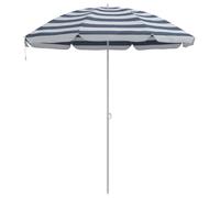vidaXL Beach Parasol Blue and White 206 x 206 x 212 cm, Modern Round Parasol, Durable Beach Umbrella, Outdoor Shade Solution, Portable Sun Shelter for Relaxation and Protection