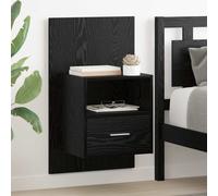 Bedside Cabinet Floating Wall-Mounted Black Oak 48.5x32.5x80cm Engineered Wood