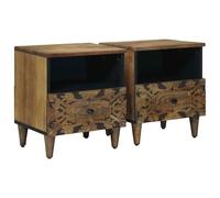vidaXL Bed cabinet 2 pcs Brown 40 x 33 x 46 cm Solid Mango Wood