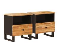 vidaXL Bed cabinet 2 pcs Brown 40 x 33 x 46 cm Solid Mango Wood