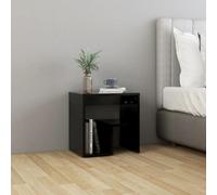 vidaXL Bed Cabinet Black Engineered Wood Bedside Cabinet Side Table Nightstand