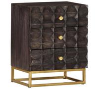 vidaXL Solid Mango Wood Bed Cabinet Black Home Nightstand Bedside Cabinet