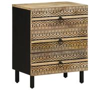 Bed Cabinet Nightstand Side Table Black Solid Rough Wood Mango vidaXL