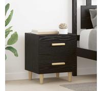 Bedside Cabinet Black Oak Engineered Wood 40x35x47.5cm Drawer Rustic Style