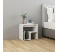 vidaXL Bed Cabinet High Gloss White Engineered Wood Bedside Table Nightstand