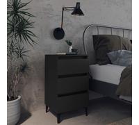 vidaXL Bed Cabinet with Metal Legs Black Nightstand Table Furniture Bedroom