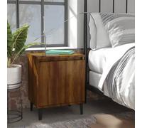 vidaXL Bed Cabinet With Metal Legs Brown Oak 40x30x50 cm, Brown