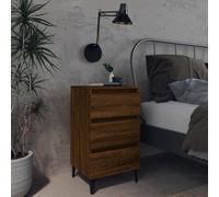 Vidaxl Bed Cabinet With Metal Legs Brown Oak 40X35X69 Cm, Brown