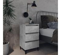 vidaXL Bed Cabinet with Metal Legs Concrete Grey Bedroom Nightstand Side Table