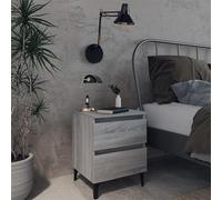vidaXL Bed Cabinet with Metal Legs Grey Sonoma 40x35x50 cm