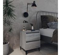 vidaXL Bed Cabinet with Metal Legs Grey Sonoma Bedside Table Storage Cabinet