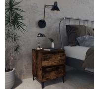 vidaXL Bed Cabinet with Metal Legs Smoked Oak 40x35x50 cm