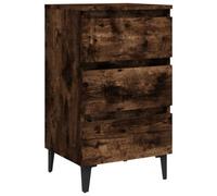 Vidaxl Bed Cabinet With Metal Legs Smoked Oak 40X35X69 Cm, Brown