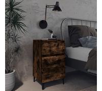 vidaXL Bed Cabinet with Metal Legs Smoked Oak 40x35x69 cm