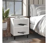 vidaXL Bed Cabinet with Metal Legs White Side Table Desk Bedroom Nightstand