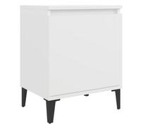 vidaXL Bed Cabinet with Metal Legs White Side Table Desk Bedroom Nightstand
