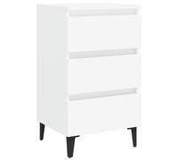 vidaXL Bed Cabinet with Metal Legs White Nightstand Bedroom Side Table Cabinet