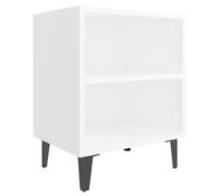 vidaXL Bed Cabinet with Metal Legs White Side Table Desk Bedroom Nightstand