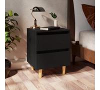 vidaXL Bed Cabinet with Solid Pinewood Legs Black 40x35x50 cm UK NEW