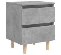 vidaXL Bed Cabinet with Solid Pinewood Legs Concrete Grey Bedroom Nightstand