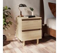 vidaXL Bed Cabinet with Solid Pinewood Legs Sonoma Oak 40x35x50 cm