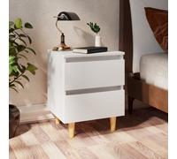 vidaXL Bed Cabinet with Solid Pinewood Legs White 40x35x50 cm