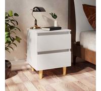 vidaXL Bed Cabinet with Solid Pinewood Legs White 40x35x50 cm UK HOT