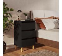 vidaXL Bed Cabinet with Solid Wood Legs Black 40x35x69 cm